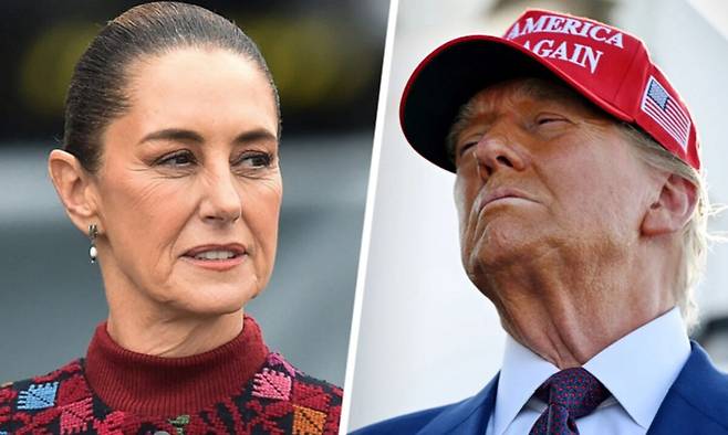 클라우디아 셰인바움 멕시코 대통령(왼쪽)과 도널드 트럼프 미국 대통령. 방송 화면 캡처