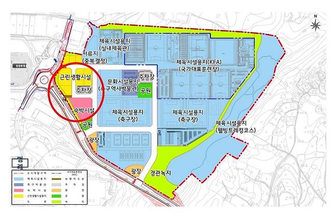 축구종합센터 코리아풋볼파크 내 숙박·근린생활시설 용지 위치도 ⓒ천안시 제공