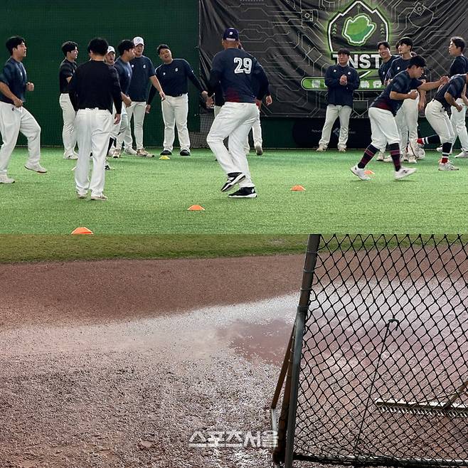 롯데 선수단이 궂은 날씨에도 훈련을 멈추지 않는다. 타이난 | 박연준 기자 duswns0628@sportsseoul.com
