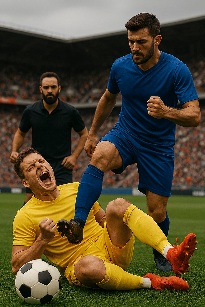 축구에서 상대를 속이는 시뮬레이션 액션은 때론 레드카드 역풍을 맞기도 한다. AI 코파일럿 생성