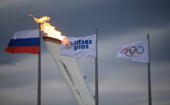 2014 소치 동계올림픽의 러시아 국기와 오륜기의 모습. [게티이미지]