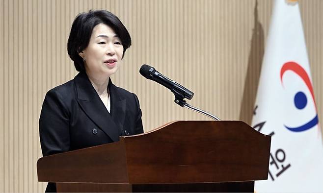 임선숙 신임 감사위원이 3일 감사원에서 열린 취임식에 참석해 취임사를 하고 있다. 감사원 제공