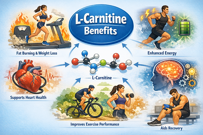 L카르니틴의 효능을 키워드로 생성AI가 만든 이미지. 운동능력 향상에 초점이 맞춰져 있다. [챗GPT]