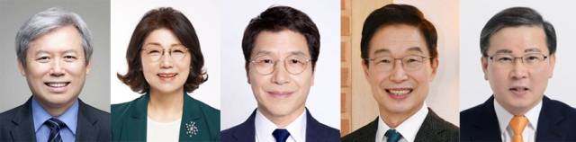 경북교육감 출마자로 거론되고 있는 출마예정자의 모습. 사진 왼쪽부터(가나다 순) 김상동 전 경북대 총장, 마숙자 전 김천교육장, 이용기 전 전교조 경북지부장, 임종식 현 경북교육감, 임준희 전 문명고 교장. 매일신문DB