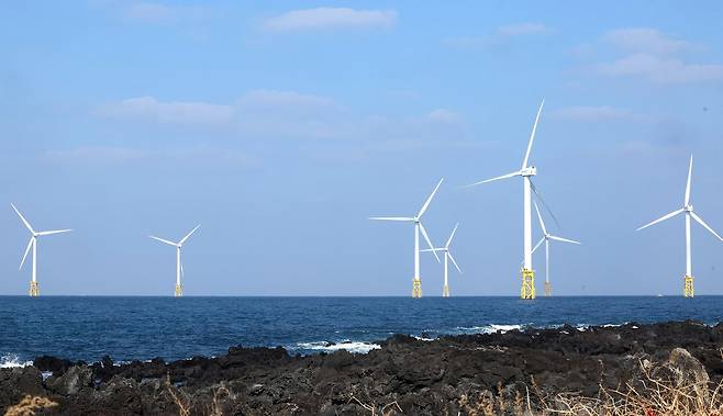 제주 한림해상풍력발전 단지. / 한전 제공