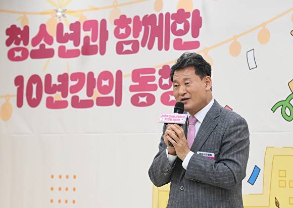 김성수 해운대구청장이 지역 행사에 참여해 발언을 하고 있다. [사진=부산광역시 해운대구]