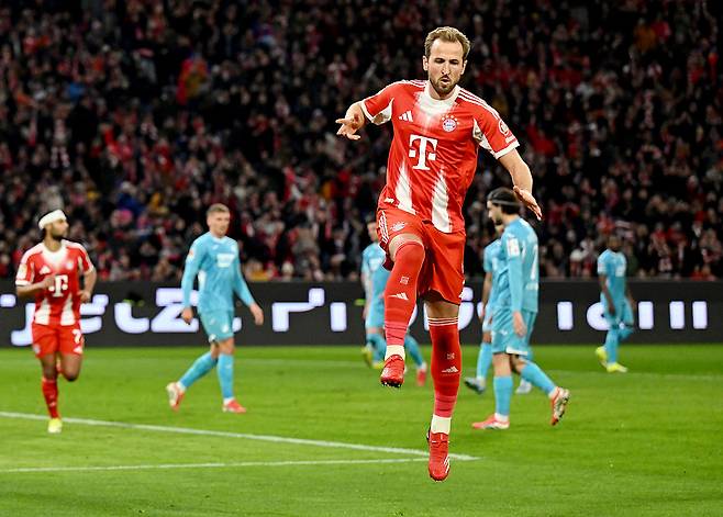 바이에른 뮌헨 케인이 9일 호펜하임전에서 골을 넣은 뒤 세리머니하고 있다. Getty Images코리아