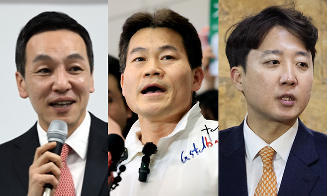 김민수 국민의힘 최고위원, 강성 보수 유튜버인 전한길(본명 전유관). 이준석 개혁신당 대표 [연합뉴스 편집]