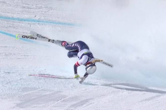 린지 본이 넘어지는 순간. 연합뉴스