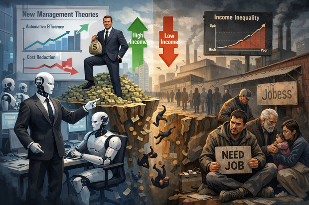 휴머노이드 發 일자리 양극화를 묘사한 챗GPT 이미지.