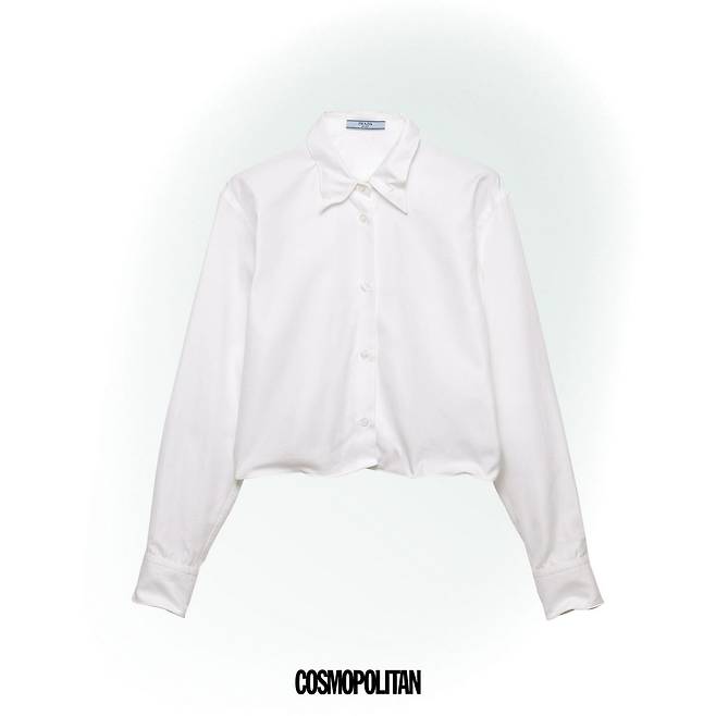 보 장식 포플린 셔츠 2백40만원 Prada.