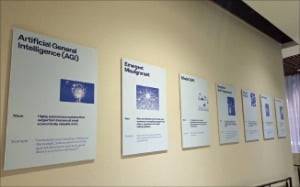 오픈AI 본사 MB2 벽에 일반인공지능(AGI), 모델 드리프트 등 AI 관련 개념을 설명한 패널이 걸려 있다. /김인엽 특파원