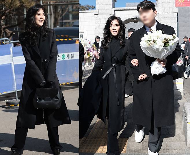 이부진 호텔신라 사장이 지난 9일 서울 강남구 휘문고등학교에서 열린 아들 임동현군의 졸업식에서 선보인 패션이 화제다. 사진=뉴스1