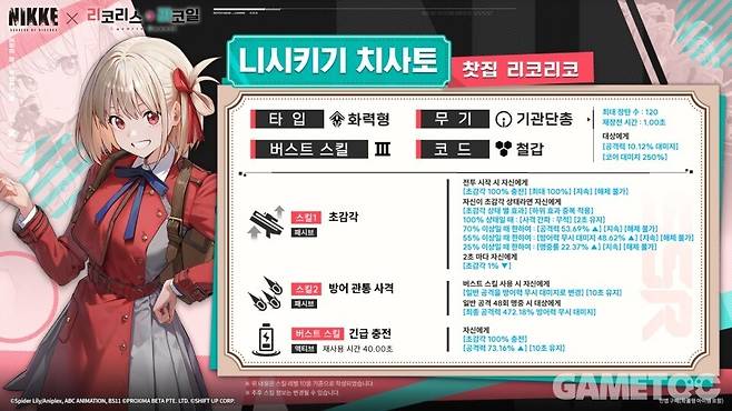 니시키기 치사토 스킬 [사진=레벨 인피니트]