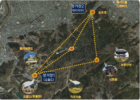 2023년 5월 당시 대전시가 발표한 보문산 케이블카 노선(안). 대전시 제공