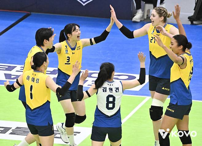 [서울=뉴시스] 여자 프로배구 현대건설. (사진=KOVO 제공). 2026.02.13. *재판매 및 DB 금지