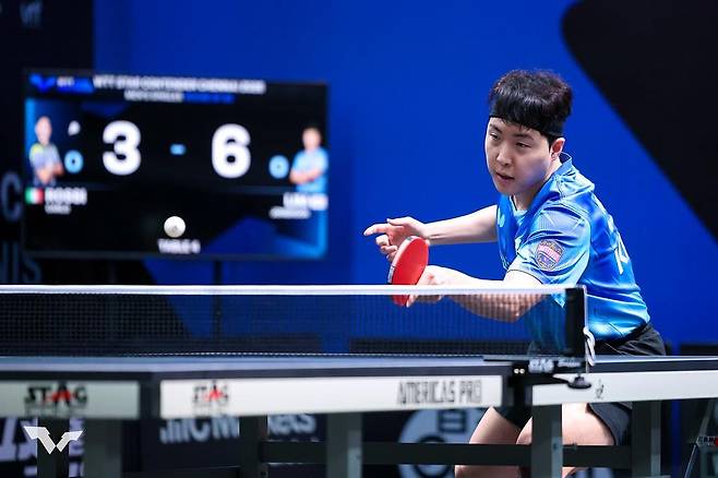 WTT 스타 컨텐더 첸나이 대회에 나선 임종훈의 경기 장면 [WTT 인스타그램 캡처. 재판매 및 DB 금지]