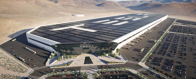 미국 네바다주 북부 타호-리노 산업단지에 있는 테슬라 기가팩토리 네바다. (사진=테슬라)