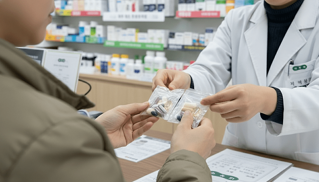 약국 조제 복약지도 장면(AI 이미지).