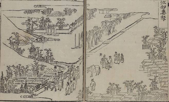 책 ‘조선의 대학로’에 따르면 정조는 반촌을 둘러보며 “인재를 양성할 학교의 자리로 최적”이라고 감탄했다. 사진은 조선시대 성균관과 반촌의 풍경이 담긴 ‘정의사호성록(鄭義士護聖錄·1804년)’ 속 그림. 미국 버클리대 동아시아도서관이 소장한 자료다. 
고려대 민족문화연구원 해외한국학자료센터 제공