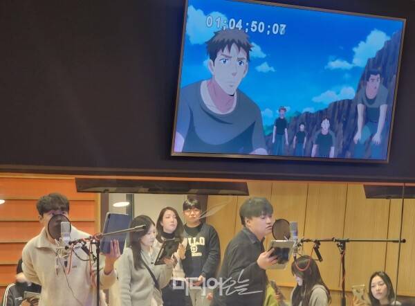 ▲지난달 27일 서울 마포구 상암동 대원방송에서의 '디지몬 비트브레이크' 더빙 현장. 사진=미디어오늘