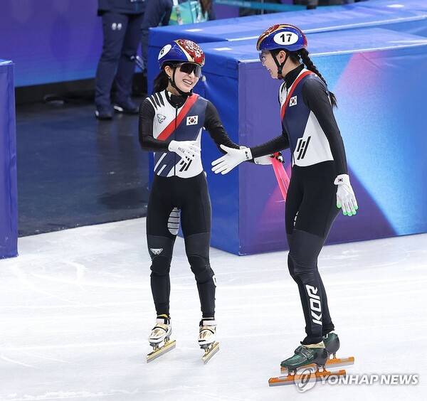 김길리(왼쪽)-심석희. ⓒ연합뉴스