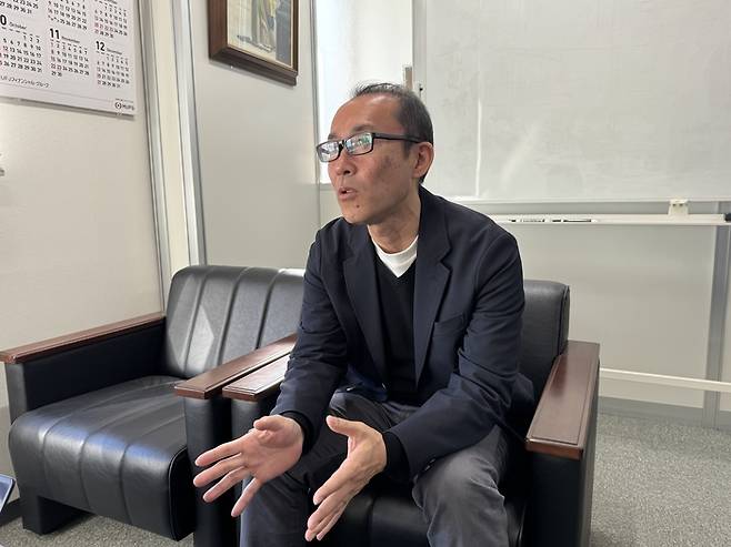 오토가와 나오타카 이노피스 대표가 지난달 일본 도쿄 이노피스 본사에서 매일경제와 인터뷰를 하고 있다.