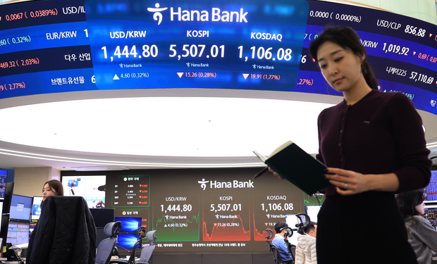 이달 13일 코스피는 전장보다 8.56포인트(0.16%) 내린 5513.71로 출발해 한때 5583.74까지 올라 전날 기록한 역대 최고치를 재차 경신한 후 15.26포인트(0.28%) 내린 5507.01에 장을 마쳤다. 연합뉴스