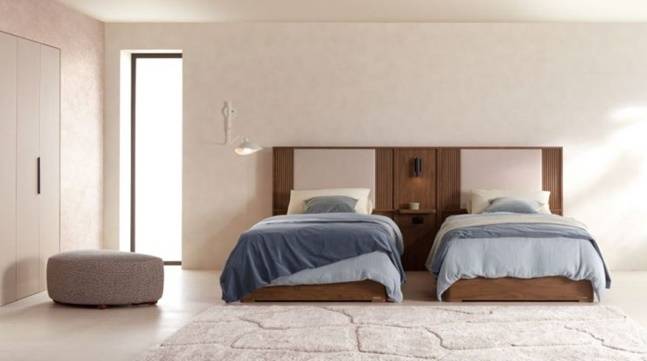 슈퍼싱글 사이즈 침대를 나란히 배치한 트윈베딩. 사진=에이스침대