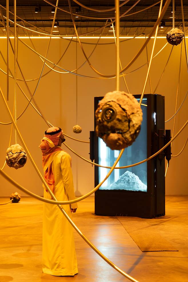 Oscar Santillan’s “Anthem” is on display at the Diriyah Contemporary Art Biennale in Saudi Arabia. (Photo by Alessandro Brasile, courtesy of the Diriyah Biennale Foundation)