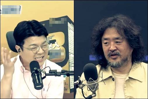 ▲'매불쇼' 진행자 최욱씨(왼쪽)와 '뉴스공장' 진행자 김어준씨.
