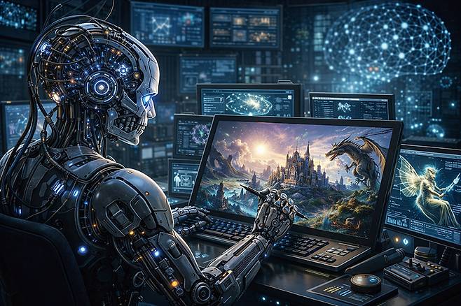 AI 작가의 작품 제작 개념.[이미지 | OpenAI GPT 5.2]