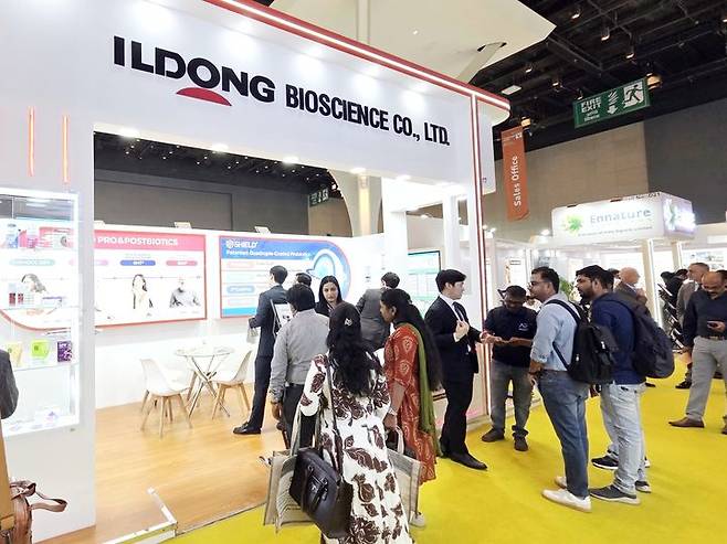 [서울=뉴시스] 일동바이오사이언스가 국제 헬스케어 식품 박람회인 '2026 비타푸드 인도'에 참가해 기능성 소재를 알리고 사업 기회를 모색했다. (사진=일동바이오사이언스 제공) 2026.2.13. photo@newsis.com *재판매 및 DB 금지