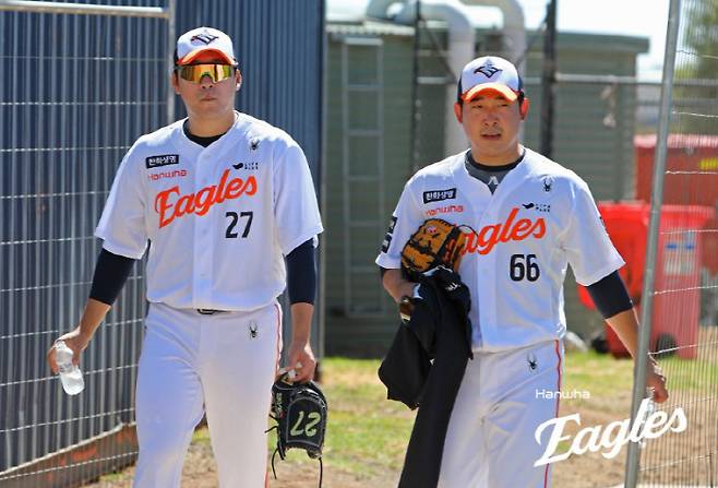 한화 이민우(왼쪽)과 주현상. 사진제공=한화 이글스