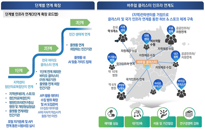 바이오헬스 버추얼 플랫폼 단계별 구축안(자료=한국보건산업진흥원)