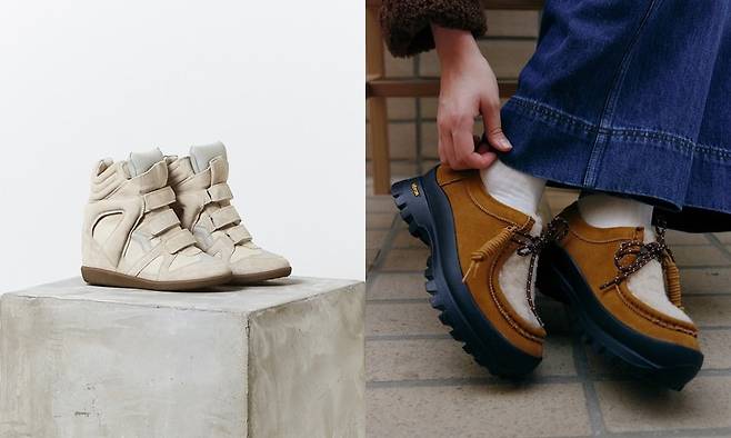 이자벨 마랑 베켓 스니커즈(왼쪽), 질스튜어트뉴욕 벨로 왈라비 로퍼. (사진=LF)