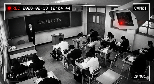 교실 내 CCTV가 설치된 모습을 가정해 AI 가 제작한 그림. [제미나이로 제작]