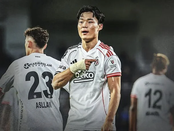 튀르키예 베식타시의 오현규가 16일 바샥세히르와의 정규리그 경기에서 골을 넣은 뒤 세리머니하고 있다. 베식타시 SNS 캡처