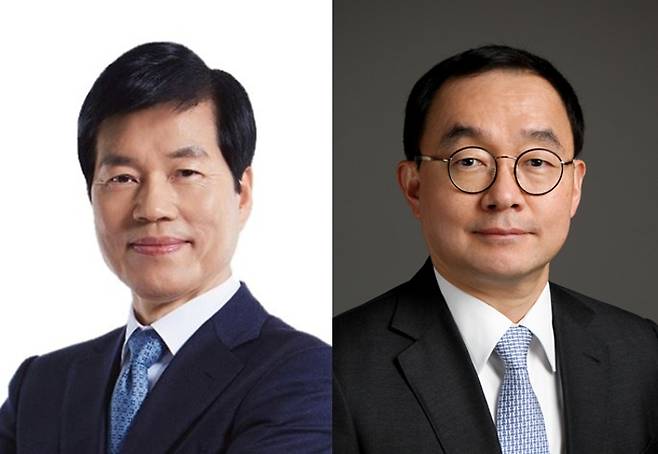 (왼쪽부터) 김태한 HLB그룹 바이오 부문 회장과 김동건 엘레바 테라퓨틱스 신임 대표이사 (사진=HLB)