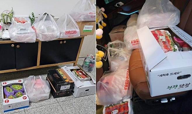 최근 직장인 익명 커뮤니티에 S사 직원이 보육원에 간식 기부를 했다며 올린 인증샷. MZ 직장인 사이에서 "나도 보육원 봉사를 하겠다"거나 보육원 도서관 리모델링 모금에 참여하는 등 엄청난 '연쇄 기부' 바이럴을 낳았다. /블라인드