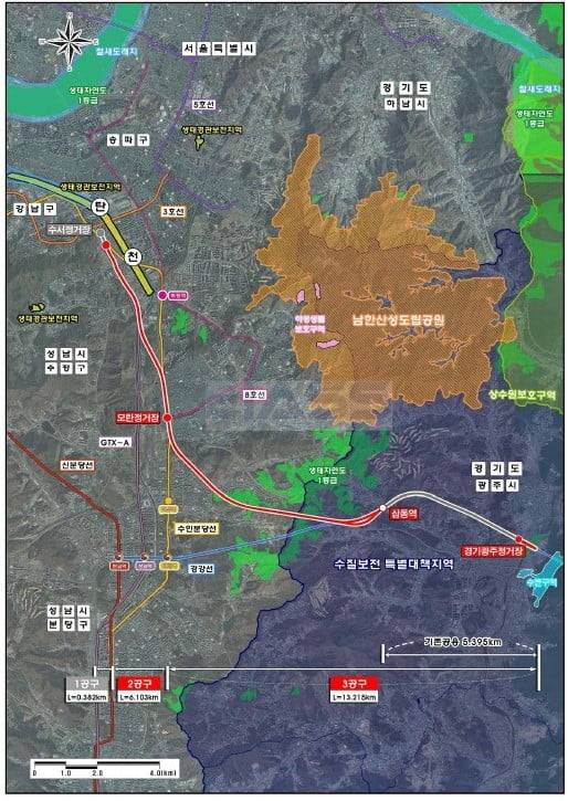 수서-광주선 노선 계획도.