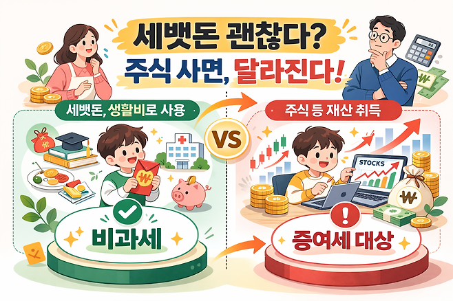 세뱃돈의 용도에 따른 증여세. 챗GPT 생성 이미지