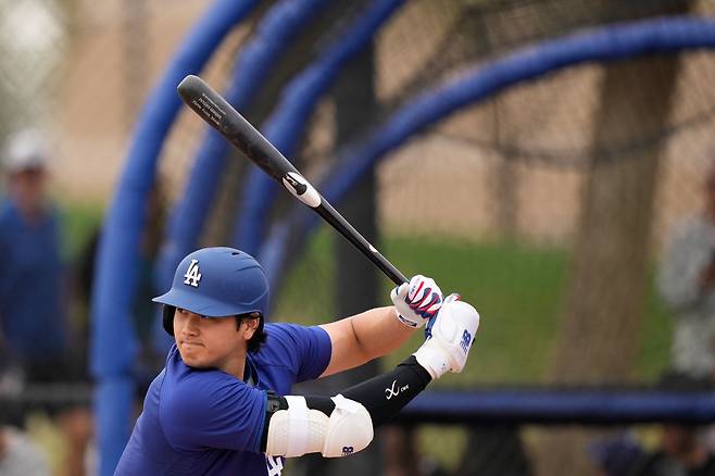 본격적인 타격 훈련에 들어간 오타니 쇼헤이. AP연합뉴스