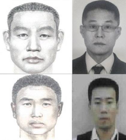 이승만(위)과 이정학(아래) 몽타주와 얼굴 비교 사진. (사진=뉴시스)