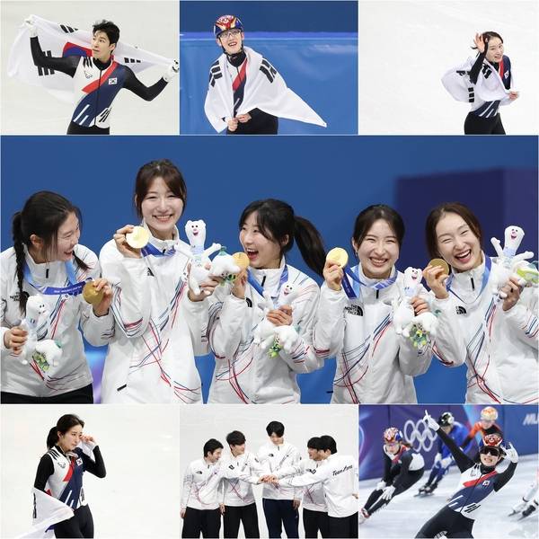 2026 밀라노·코르티나담페초 동계올림픽이 23일(한국시간) 오전 폐회식을 끝으로 대장정의 막을 내렸다. 대한민국 쇼트트랙 대표팀은 금메달 2개, 은메달 3개, 동메달 2개를 획득하며 ‘쇼트트랙 강국’의 위상을 다시 한 번 증명했다. /연합뉴스