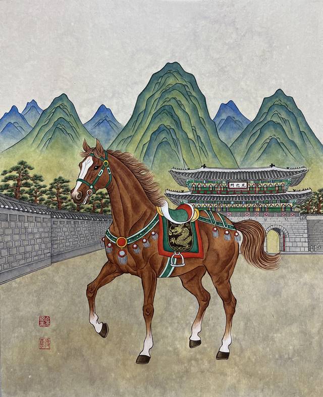 김은미 작, '봄을 여는 걸음'. 대백프라자갤러리 제공.