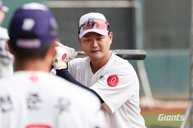 대만(타이난) 1차 스프링캠프 현장에서 타격 훈련을 하고 있는 손호영.&nbsp;