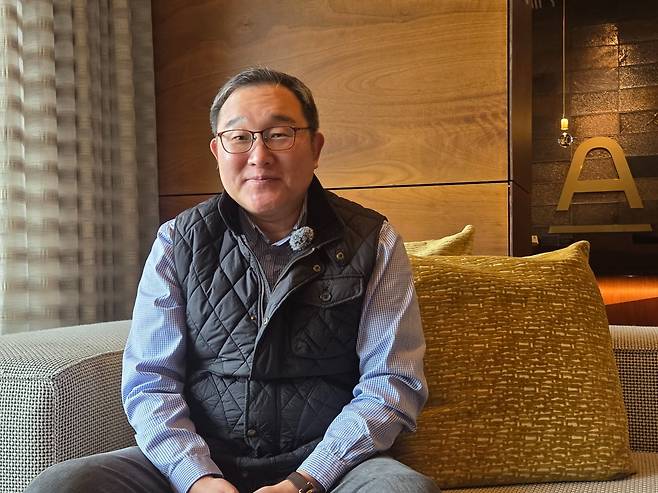 브라이언 강 노틸러스벤처스 대표가 21일(현지시간) 미국 캘리포니아주 마운틴뷰 한 호텔에서 한국경제신문과 인터뷰하고 있다. / 사진=김인엽 특파원