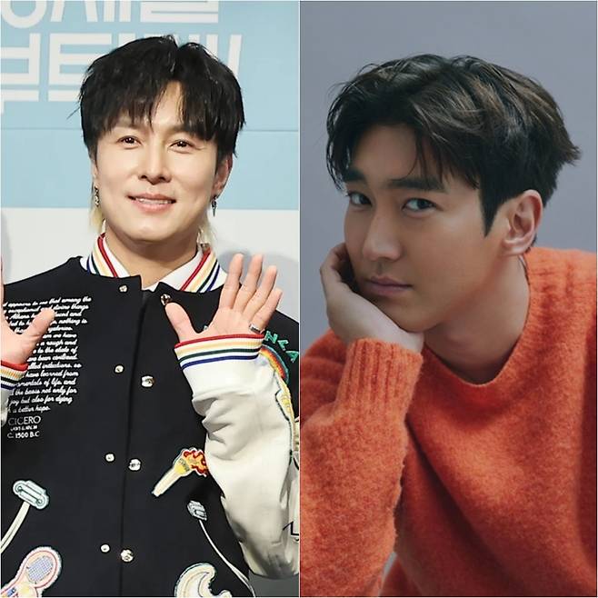 그룹 신화 김동완(왼쪽)과 슈퍼주니어 최시원. 사진제공|연합뉴스. SM엔터테인먼트