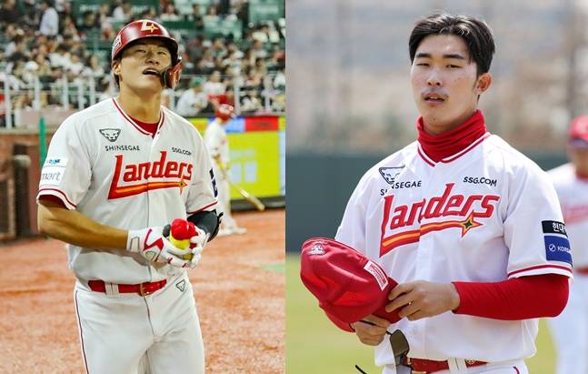 1차 캠프 명단에 합류했지만 2차 캠프에서 빠지게 된 외야수 류효승(왼쪽)과 새로 합류하게 된 이승민. /사진=SSG 랜더스 제공